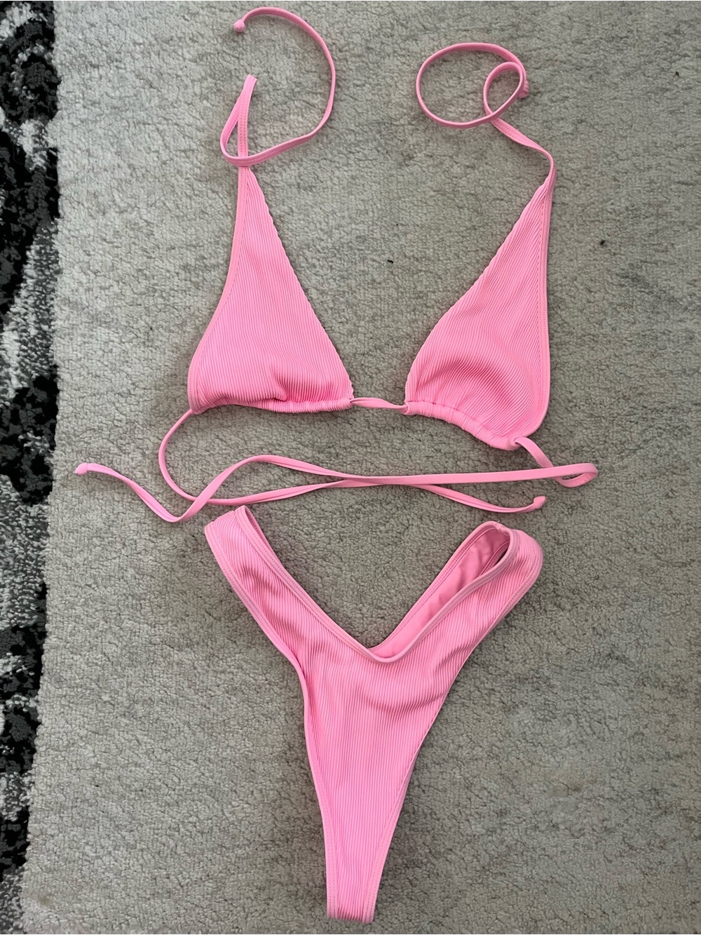 Kulani Kini Ribbed Thong bikini set bubblegum pink Women’s Size S/M